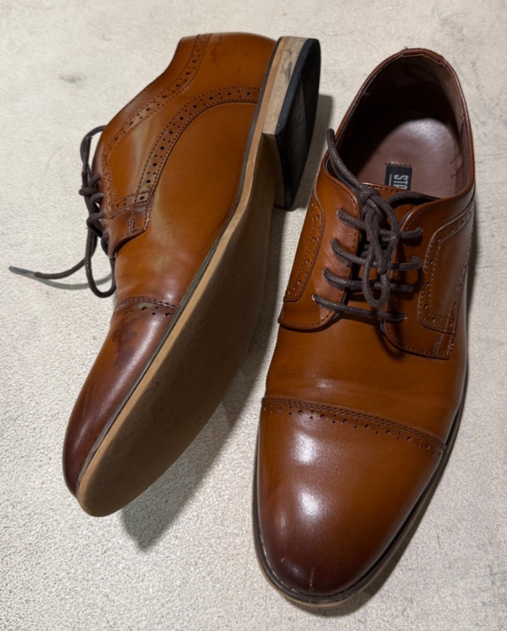 Stacy Adams Men's Sz 7M Leather Cognac Dickinson Oxfords Dress Shoes
